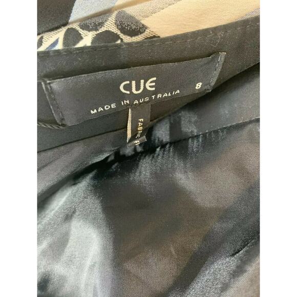 Cue Australia Dress Strapless Blue A-line Party Black Mini US 4 Geometric Boho - Picture 8 of 10